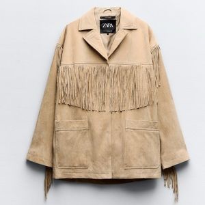 Oversized fringe leather jacket